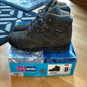 Ladyworks green/Gray steel toe Work Boots